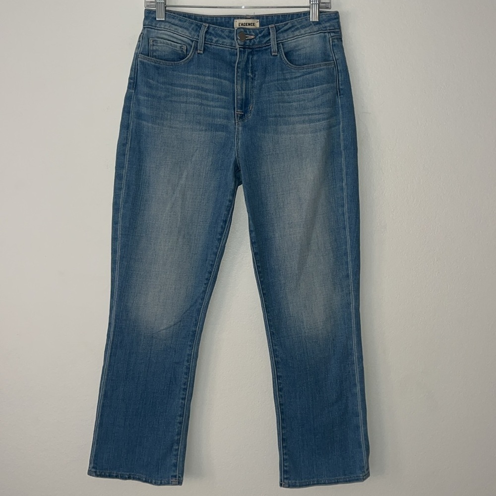 L’AGENCE Nadia High Rise Cropped Straight Rockford Blue Jeans Size 28 - Picture 4 of 11